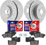 Front & Rear Drilled Slotted Rotors and Ceramic Disc Brake Pads Kit for LEXUS GS350 2016-2017 RWD; Except F Sport Package; w/Sport Package