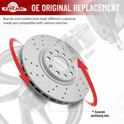 Front Drilled and Slotted Disc Brake Rotors Replacement for Dodge Dart 2013 2014 2015 2016, for Chrysler 200 2015-2017, for Fiat 500X 2016-2023, for Jeep Compass 2017-2022/ Renegade 2015-2023