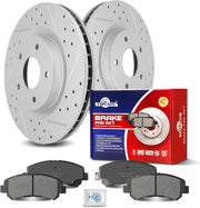 Ceramic Front Brakes Pad and Rotors Drilled Slotted Vented Replacement Disc Brake Kits for Nissan Rogue 2008 2009 2010 2011 2012 2013