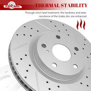 Ceramic Front Brakes Pad and Rotors Drilled Slotted Vented Replacement Disc Brake Kits for Toyota Land Cruiser 2016-2021/ Sequoia 2008-2022/ Tundra 2007-2021 5 Lug, for Lexus Lx570 2016-2021
