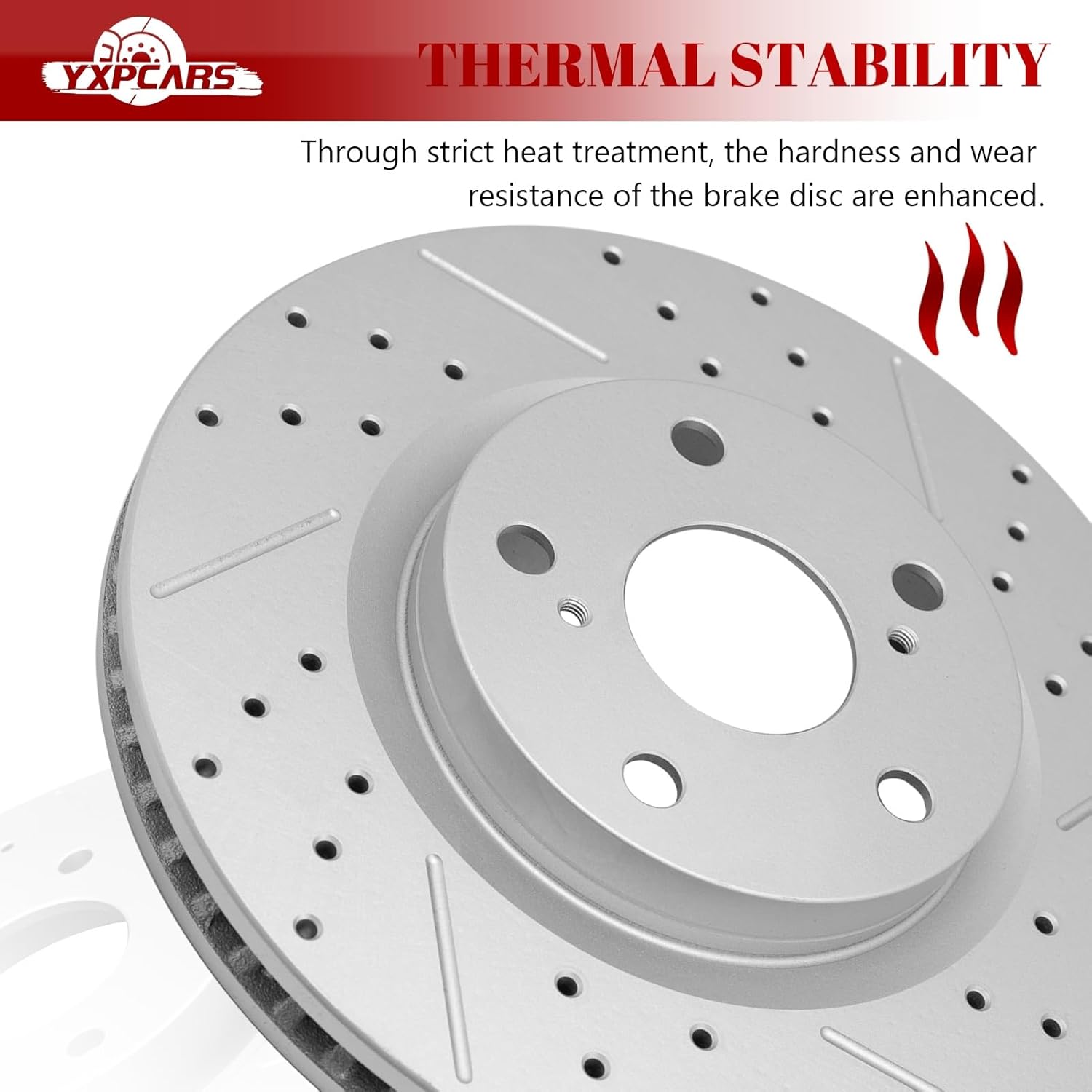 Ceramic Front Brakes Pad and Rotors Drilled Slotted Vented Replacement Disc Brake Kits for Toyota Mirai 2016-2019/ Corolla Im 2017-2018, for Scion Im 2016/ Tc 2011 2012 2013 2014 2015 2016