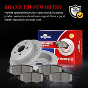 Ceramic Rear Brakes Pad and Rotors Drilled Slotted Solid Disc Brake Kits for Jeep Wrangler 2007 - 2017/ Wrangler Jk 2018