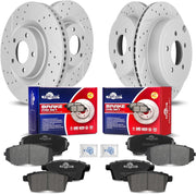 Front & Rear Drilled Slotted Rotors and Ceramic Disc Brake Pads Kit for Ford Edge 2007-2010, for Lincoln Mkx 2007 - 2010