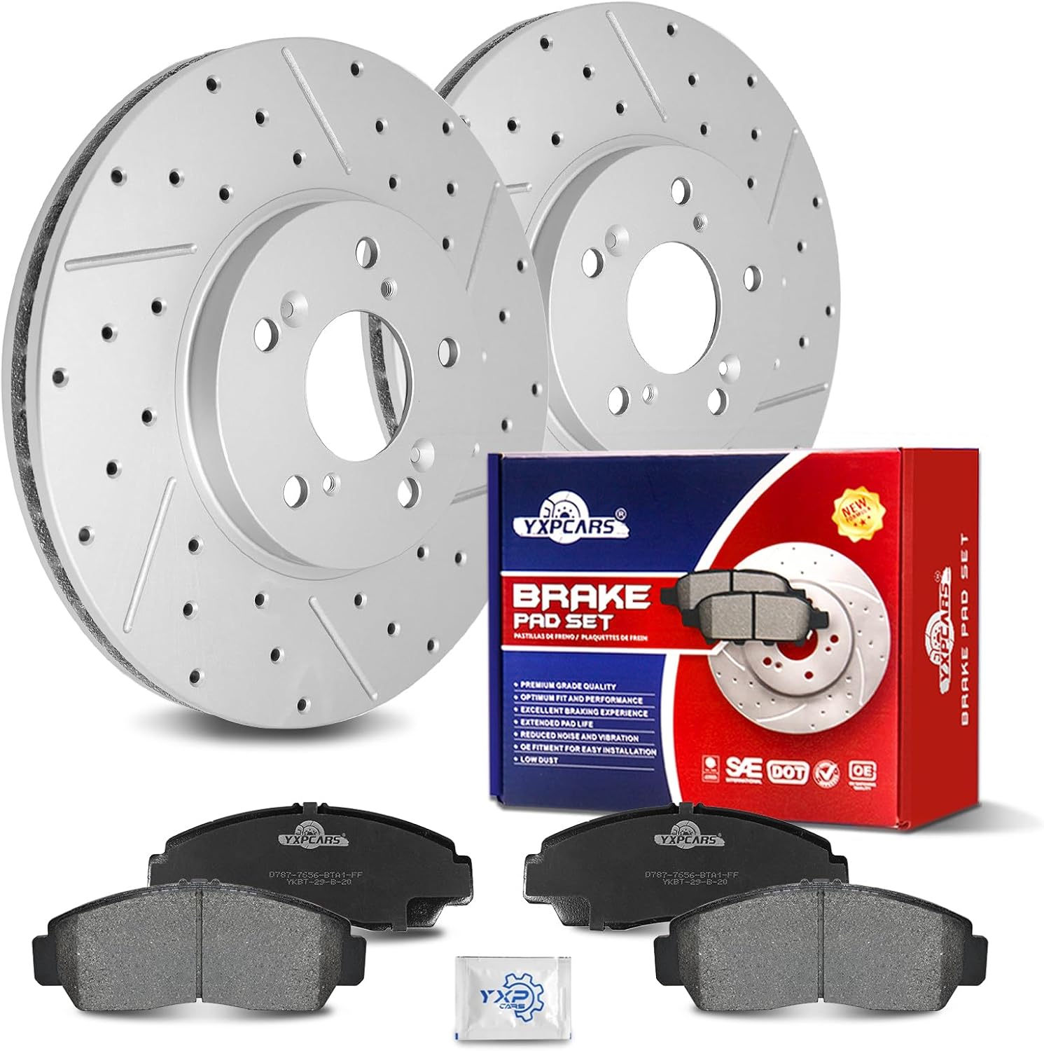 Ceramic Front Brakes Pad and Rotors Drilled Slotted Vented Replacement Disc Brake Kits for Acura Cl 2001-2003/ Tl 1999-2003/ Tsx 2004-2010, for Honda Accord 2008-2011 Ex Or Ex-L