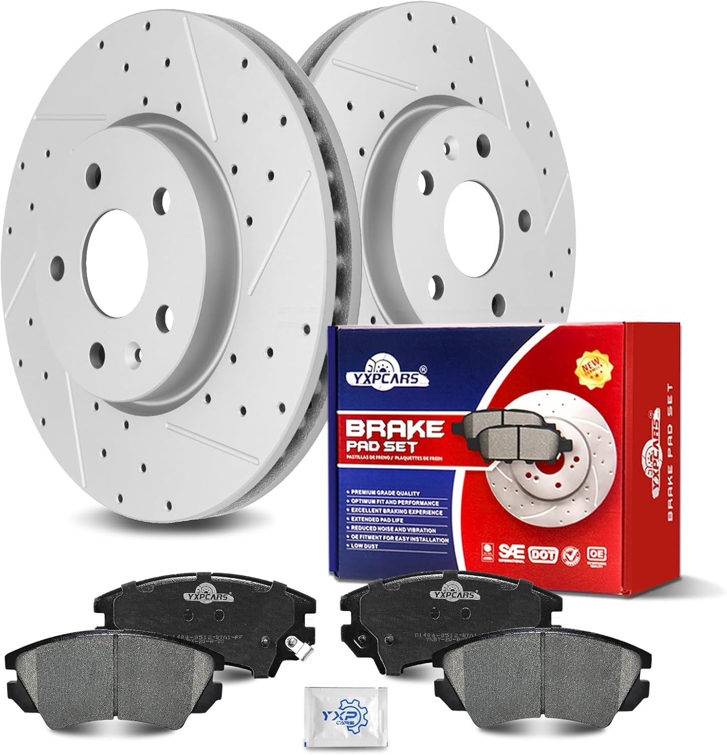 Ceramic Front Brakes Pad and Rotors Drilled Slotted Vented Replacement Disc Brake Kits for Chevry Camaro 2010 2011 2012 2013 2014 2015 V6 3.6L Ls, Lt