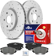 Ceramic Front Brakes Pad and Rotors Drilled Slotted Vented Replacement Disc Brake Kits for Chevry Camaro 2010 2011 2012 2013 2014 2015 V6 3.6L Ls, Lt