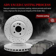 Ceramic Front Brakes Pad and Rotors Drilled Slotted Vented Disc Brake Kits for Mercedes-Benz Cla250 2014-2019/ Gla250 2015-2020 With Sport Package