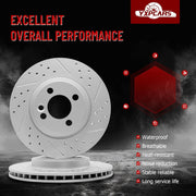 Front Drilled and Slotted Disc Brake Rotors Replacement for Mini Cooper 2007 2008 2009 2010 2011 2012 2013/ Cooper 2014-2015 with 4 Lug Wheels (280.0 mm)