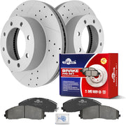 Ceramic Front Brakes Pad and Rotors Drilled Slotted Vented Disc Brake Kits for Ford F-250 Super Duty 2014 2015 2016 2017 2018 2019 2020 2021 2022 2023/ F-350 Super Duty 2014 2017-2023 (4WD)