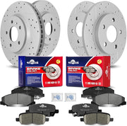 Front & Rear Drilled Slotted Rotors and Ceramic Disc Brake Pads Kit for Chevry Impala 2011 - 2013/ Impala Limited 2014 - 2016 (Except Police & Taxi)