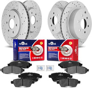 Front & Rear Drilled Slotted Rotors and Ceramic Disc Brake Pads Kit for Nissan Pathfinder 2005 - 2007/ Pathfinder 2008 - 2012 V6