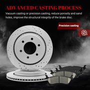 Ceramic Rear Brakes Pad and Rotors Drilled Slotted Vented Replacement Disc Brake Kits for Ford F-150 2015 2016 2017 with EPB