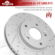 Front & Rear Drilled Slotted Rotors and Ceramic Disc Brake Pads Kit for Kia Soul 2014 - 2016
