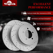 Ceramic Rear Brakes Pad and Rotors Drilled Slotted Solid Replacement Disc Brake Kits for Mercury Mountaineer 2006-2010, for Ford Explorer 2006-2010/ Explorer Sport Trac 2007 2008 2009 2010