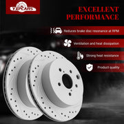 Ceramic Rear Brakes Pad and Rotors Drilled Slotted Vented Replacement Disc Brake Kits for Subaru Forester 2.0L 2014 2015 2016 2017 2018