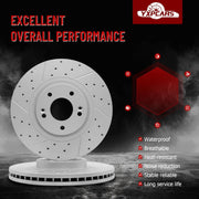 Front Drilled and Slotted Disc Brake Rotors for Kia Sedona 2015-2021