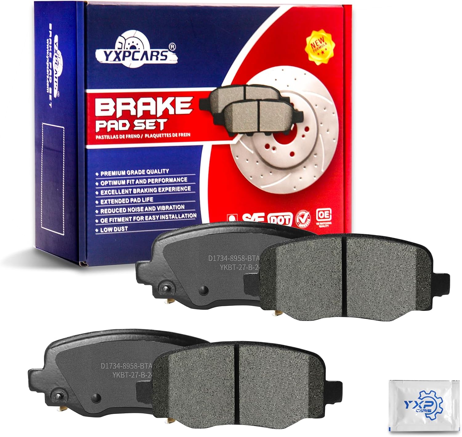 Ceramic Disc Brake Pads Set Rear Replacement for Chrysler 200 2015-2017, for Jeep Cherokee 2014 2015 2016 2017 2018 2019 2020 2021 2022 2023