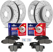 Front & Rear Drilled Slotted Rotors and Ceramic Disc Brake Pads Kit for Chrysler 300 2005 2006 2007 2008 2009 2010 2011 2012 2013 2014 2015 2016 2017 2018, for Dodge Challenger Charger Magnum