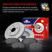 Front & Rear Drilled Slotted Rotors and Ceramic Disc Brake Pads Kit for Ford Mustang 2005 2006 2007 2008 2009 2010 Base V6 4.0L (Front Rotor 293.0 mm)