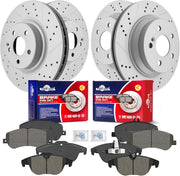 Front & Rear Drilled Slotted Rotors and Ceramic Disc Brake Pads Kit for Mercedes-Benz Glk250 2013-2015/ Glk350 2009-2015