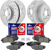 Front & Rear Drilled Slotted Rotors and Ceramic Disc Brake Pads Kit for Subaru Impreza 2017 2018 2019 2020 2021 2022 2023