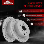 Ceramic Rear Brakes Pad and Rotors Drilled Slotted Solid Disc Brake Kits for Subaru XV Crosstrek 2013 2014 2015/ Crosstrek 2016 2017 2018 2019/ Impreza 2012-2019