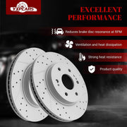 Ceramic Front Brakes Pad and Rotors Drilled Slotted Vented Disc Brake Kits for Escalade Esv, for Silverado 1500 Ltd/Suburban, for Sierra 1500 Limited/Yukon Xl w/ 4 Piston Front Caliper