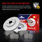 Ceramic Front Brakes Pad and Rotors Drilled Slotted Vented Replacement Disc Brake Kits for Chevry Equinox 2010-2017/ Impala 2017-2020, for Gmc Terrain 2010-2017, for Buick Allure 2010