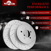 Front & Rear Drilled Slotted Rotors and Ceramic Disc Brake Pads Kit for Ford Explorer 2006-2010/ Explorer Sport Trac 2007 2008 2009 2010, for Mercury Mountaineer 2006-2010