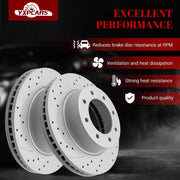 Ceramic Front Brakes Pad and Rotors Drilled Slotted Vented Replacement Disc Brake Kits for Nissan Nv1500 Nv2500 Nv3500 2012 2013 2014 2015 2016 2017 2018 2019 2020 2021