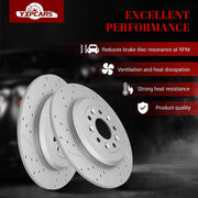 Ceramic Rear Brakes Pad and Rotors Drilled Slotted Solid Replacement Disc Brake Kits for Ford Edge/Explorer/Flex/Taurus, for Lincoln Mks/Mkt/Mkx