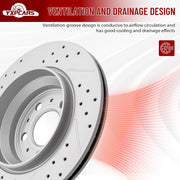 Rear Drilled and Slotted Disc Brake Rotors for Volvo XC90 2003-2014