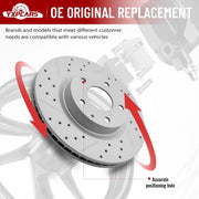 Front Drilled and Slotted Disc Brake Rotors Replacement for Mazda 3 2014 2015 2016 2.5L/ Mazda 3 2017-2018/3 Sport 2014-2018 2.5L/ Cx-3 2016-2019 2020 2021 2022 Awd With 10.43 Inch Rear Rotor
