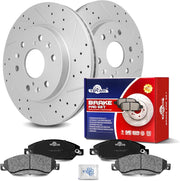 Ceramic Front Brakes Pad and Rotors Drilled Slotted Vented Replacement Disc Brake Kits for Cadillac Escalade (Esv) 2007-2018, Escalade Ext 2007 2008 2009 2010 2011 2012 2013