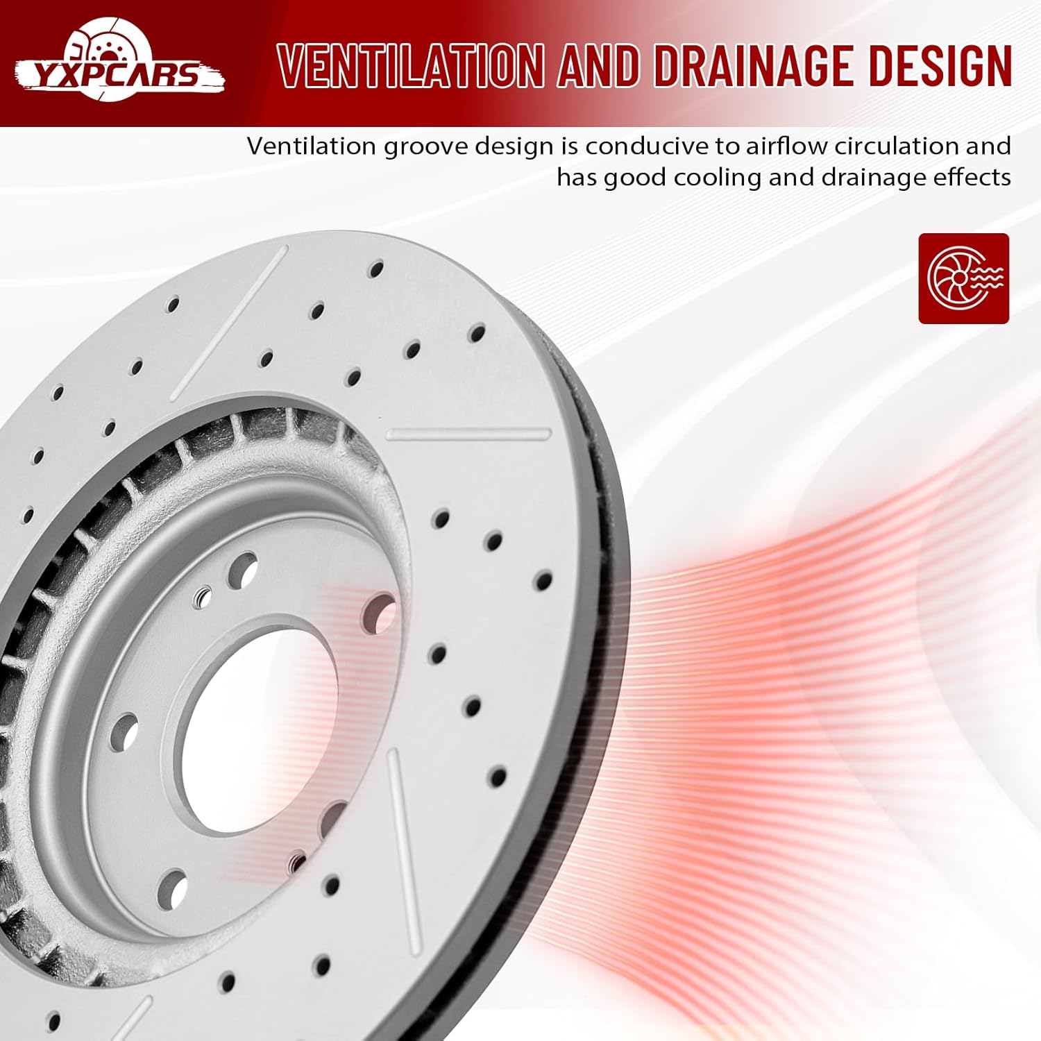 Front Drilled and Slotted Disc Brake Rotors Replacement for Hyundai Elantra Gt Kona Electric Sonata Tucson Veloster