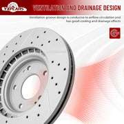 Front Drilled and Slotted Disc Brake Rotors Replacement for Hyundai Elantra Gt Kona Electric Sonata Tucson Veloster