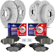 Front & Rear Drilled Slotted Rotors and Ceramic Disc Brake Pads Kit for Subaru Forester/Impreza/Legacy/Outback/BRZ