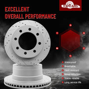 Rear Drilled and Slotted Disc Brake Rotors for Dodge Ram 1500 2006-2008 8 Lug Extended Crew Cab (2Wd or 4Wd)