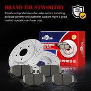 Ceramic Rear Brakes Pad and Rotors Drilled Slotted Solid Replacement Disc Brake Kits for Chrysler Town & Country 2008-2011, for Dodge Grand Caravan/Journey, for Volkswagen Routan 2009 2010 2011 2012