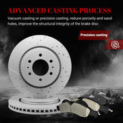 Front & Rear Drilled Slotted Rotors and Ceramic Disc Brake Pads Kit for Ford Expedition 2007-2009, for Lincoln Navigator 2007 - 2009