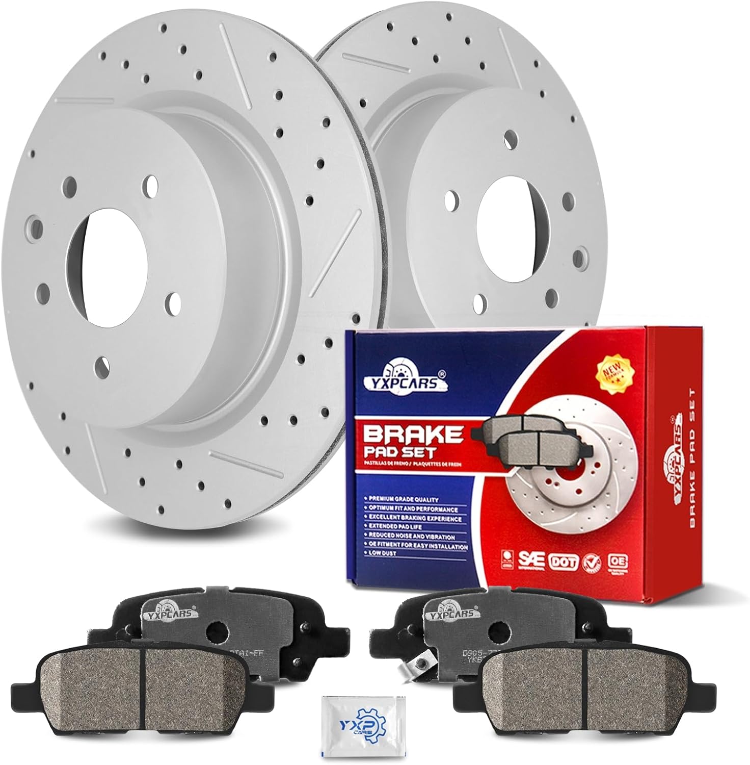 Ceramic Rear Brakes Pad and Rotors Drilled Slotted Vented Replacement Disc Brake Kits for Infiniti Ex35/ Ex37/ G25/ M35/ M45/ Q40/ Qx50, for Nissan 370Z/ Maxima