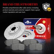 Front & Rear Drilled Slotted Rotors and Ceramic Disc Brake Pads Kit for Ford Edge 2007-2010, for Lincoln Mkx 2007 - 2010