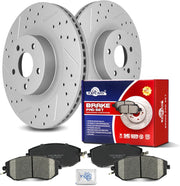 Ceramic Front Brakes Pad and Rotors Drilled Slotted Vented Replacement Disc Brake Kits for Subaru XV Crosstrek 2013-2015 / Crosstrek 2016-2017/ BRZ 2022-2023/ Forester 2011-2013