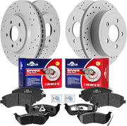 Front & Rear Drilled Slotted Rotors and Ceramic Disc Brake Pads Kit for Jeep Liberty 2003 2004 2005 2006 2007