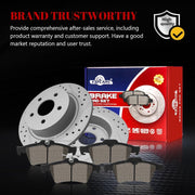 Ceramic Rear Brakes Pad and Rotors Drilled Slotted Solid Disc Brake Kits for Ford Transit Connect 2014 - 2017/ Escape 2013-2016/ C-Max 2013-2018