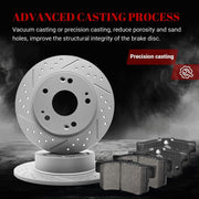 Ceramic Rear Brakes Pad and Rotors Drilled Slotted Solid Disc Brake Kits for Acura Tsx 2004-2008, for Honda Accord 2003-2004/ Accord 2005 - 2007 Gas Engine