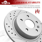Ceramic Rear Brakes Pad and Rotors Drilled Slotted Solid Replacement Disc Brake Kits for Chevy Cruze Volt 2016-2019/ Bolt Ev 2017 2018 2019 2020 2021 2023/ Bolt Euv 2022-2023