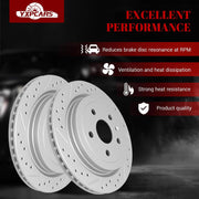 Ceramic Rear Brakes Pad and Rotors Drilled Slotted Vented Replacement Disc Brake Kits for Chevy Camaro 2010 2011 2012 2013 2014 2015 3.6L LS, LT