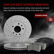 Ceramic Front Brakes Pad and Rotors Drilled Slotted Vented Replacement Disc Brake Kits for Ford Fusion 2006-2012, for Lincoln Mkz 2007-2012/ Zephyr 2006, for Mazda 6, for Mercury Milan 2006-2011