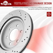 Rear Drilled and Slotted Disc Brake Rotors for Lincoln Navigator 2018-2021, for Ford Expedition 2018-2021, for Ford Lobo F-150 2018-2020 EPB (336.0 mm)